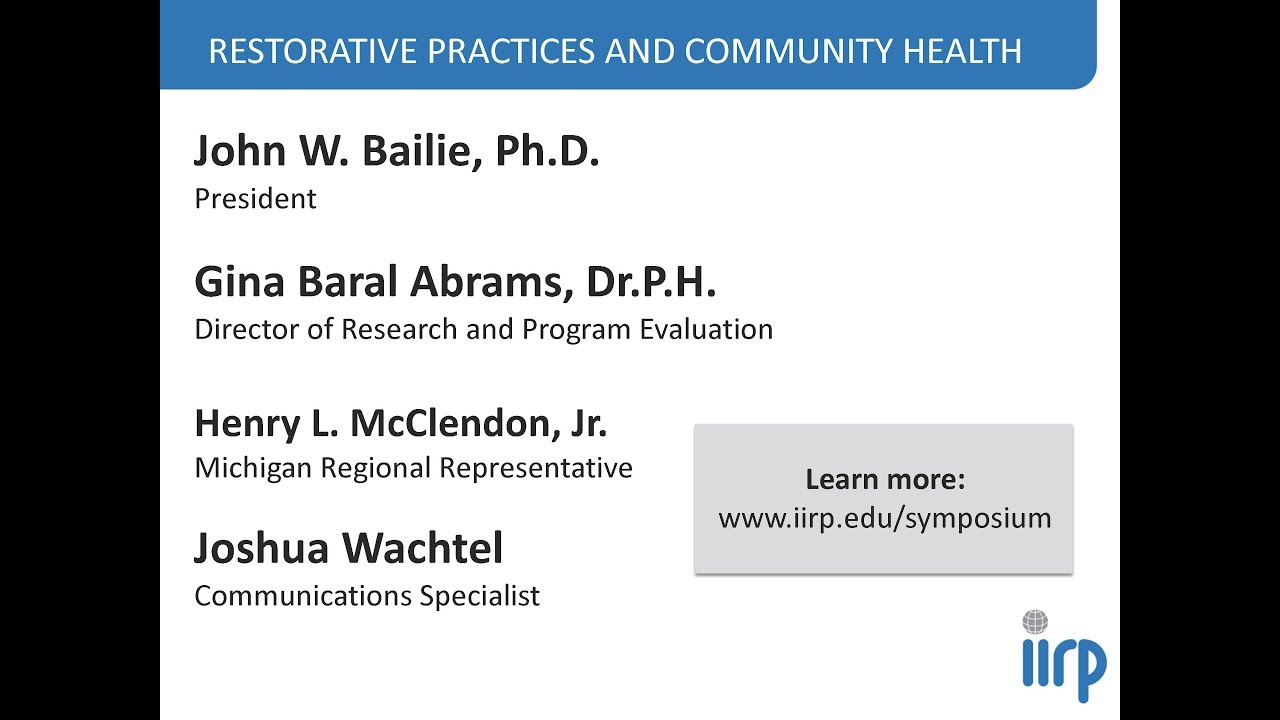 Restorative Practices and Community Health