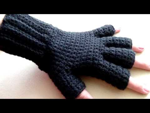 فيديو شرح طريقة عمل قفازات بأصابع مفتوحة رجالى سهله الخطوات بالكروشية Gloves  with open crochet fingers كروشيه - عمايل ايديا
