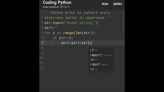 Python program to print alternate letter to uppercase #pythontutorialsforbeginners #ytshorts 