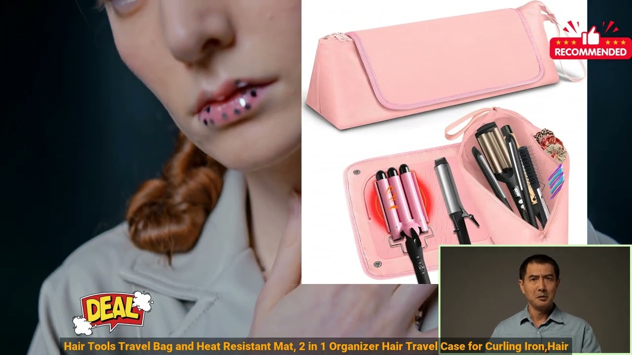 3256807603188852 Hair Tools Travel Bag and Heat Resistant Mat, 2 in 1 Organizer Hair Tr