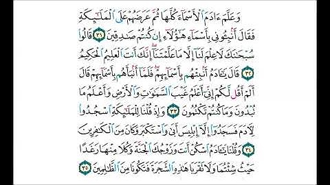 حفظ سورة البقرة من الآية(31) الى الآية(35) مكررة عشر مرات