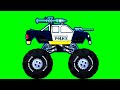 Usp Studios Kids Channel Dark Blue Police Monster Truck With Rocket &amp; Arm Gun GREEN SCREEN 
