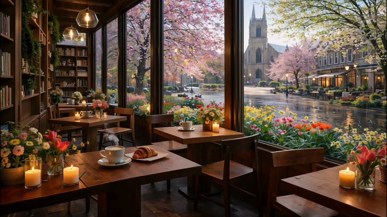 Spring Rain Book Cafe ☔📚 Cozy Jazz for Reading, Relax & Study