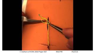 Multi-Stage Suture Detection for Robot Assisted Anastomosis Based on Deep Learning
ICRA 2018 Spotlight Video
Interactive Session Wed PM Pod O.6
Authors: Hu, Yang; GU, YUN; yang, jie; Yang, Guang-Zhong
Title: Multi-Stage Suture Detection for Robot Assisted Anastomosis Based on Deep Learning
Abstract:
In robotic surgery, task automation and learning from demonstration combined with human supervision is an emerging trend for many new surgical robot platforms. One such task is automated anastomosis, which requires bimanual needle handling and suture detection. Due to the complexity of the surgical environment and varying patient anatomies, reliable suture detection is difficult, which is further complicated by occlusion and thread topologies. In this paper, we propose a multi-stage framework for suture thread detection based on deep learning. Fully convolutional neural networks are used to obtain the initial detection and the overlapping status of suture thread, which are later fused with the original image to learn a gradient road map of the thread. Based on the gradient road map, multiple segments of the thread are extracted and linked to form the whole thread using a curvilinear structure detector. Experiments on two different types of sutures demonstrate the accuracy of the proposed framework. Multi-Stage Suture Detection for Robot Assisted Anastomosis Based on Deep Learning