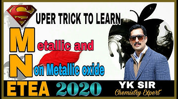 Trick to learn Metallic and Non-metallic oxide //ETEA part 140//BY YK Sir