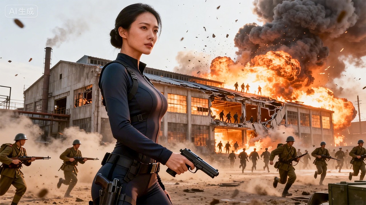 女特工孤身潜入敌军印钞厂，埋下炸弹悄然撤离，下一秒整座工厂轰然崩塌！⚔️抗日 | 特种兵 | Kong Fu