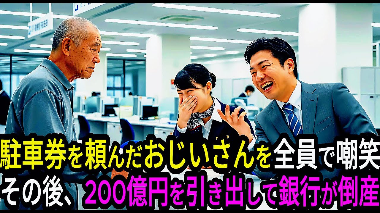 「駐車券？貧乏人は帰れ！」汚い格好の老人を嘲笑った銀行員→「じゃあ200億円下ろすわ」と伝えた結果、全員クビになり銀行は倒産…
