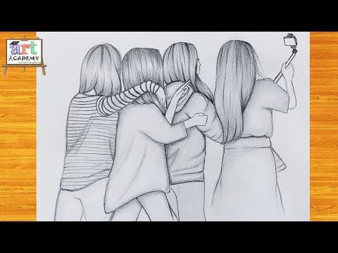 تعلم رسم صديقات رسم سهل تعليم رسم بنات بقلم الرصاص رسم بنات سهل تعليم رسم الشعر خطوة بخطوة 