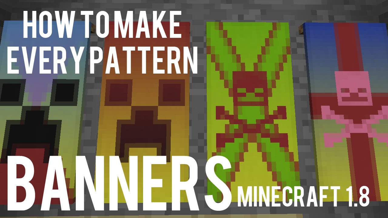 How To Make All Banner Patterns In Minecraft 1 8 Banner Flag Tutorial Youtube Minecraft Banner Patterns Minecraft Banners Cool Minecraft Banners