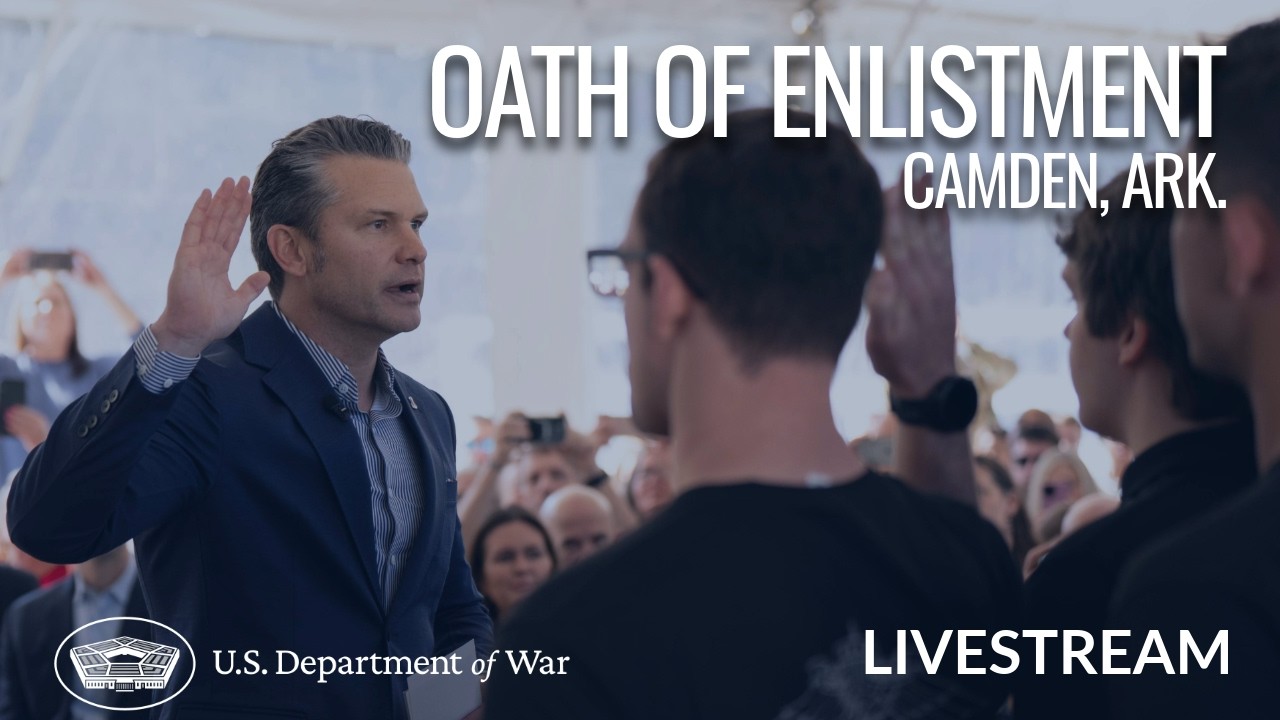 LIVE: Secretary of War Pete Hegseth Administers the Oath of Enlistment to Recruits in Camden, Ark.