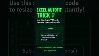 ✅ Columns AutoFit VBA Code #excel #vba @WorldofExcelBasictoAdvanced