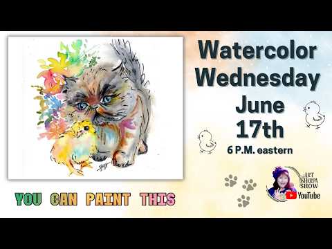 Kitten and Baby Chick Line and Wash| Easy Beginner Watercolor