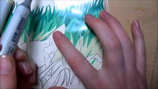 Copic Marker Tutorial: Close-up Grass Part 2 with Pallette Blending Mini Lesson