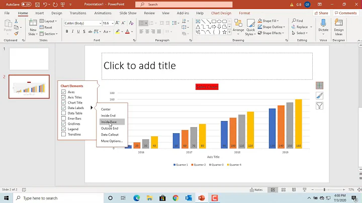 How to Change Chart Elements like Axis, Axis Titles, Legend etc in Power Point - Office 365