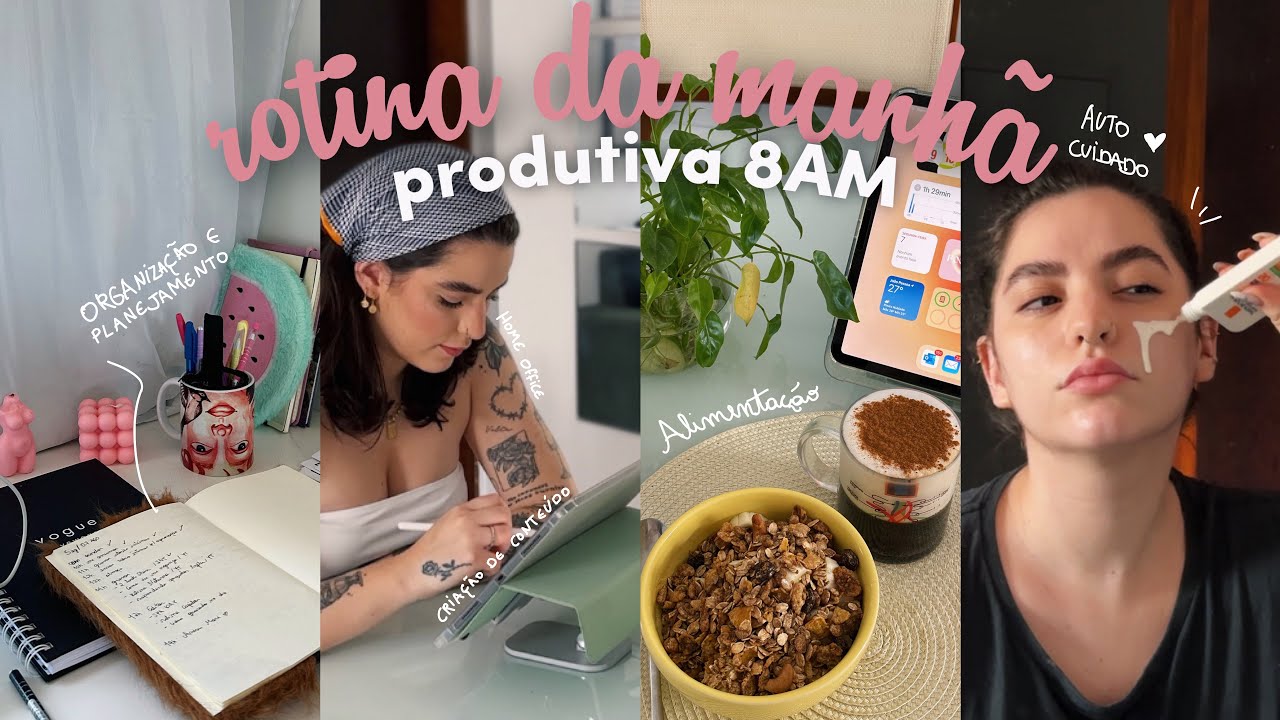 rotina matinal 8AM ✺ rotina produtiva, hábitos, alimentação, skin care, organização 🧺🍄