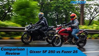 Suzuki Gixxer SF 250 vs Yamaha Fazer 25 - Quarter-Litre Combat! | MotorBeam