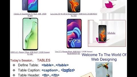 Lecture 4 - HTML Tags and its Attributes – Tables (Part 1)
