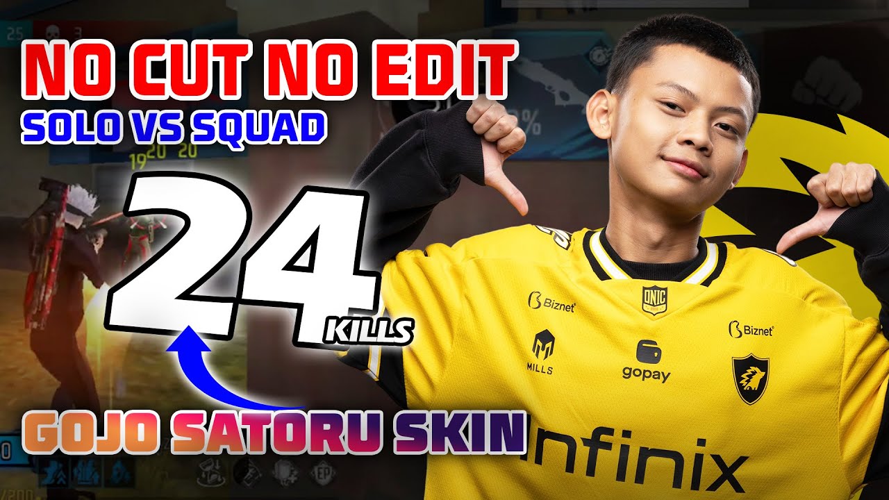 GOJO SATORU ONFIRE!!! 24 KILLS SOLO VS SQUAD
