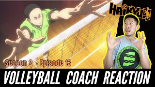 Volleyball Coach Reacts to HAIKYUU S2 E13 - First game against Kakugawa and Hyakuzawa!