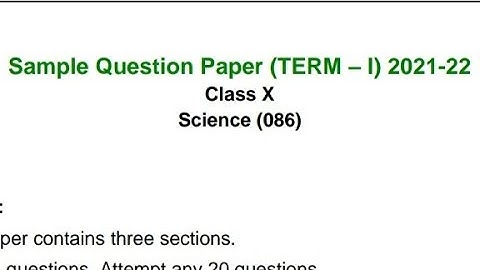 CBSE Class 10 Term 1 Science (086) Sample Question Paper 2021-22