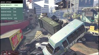 Massive road crash in moon gravity, GTA 5, Messing with Mods #61