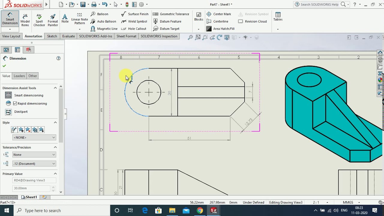 SolidWorks Drawing Tutorial For Beginner Exercise 4