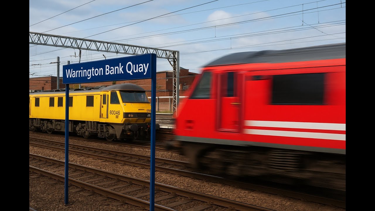 FREIGHT AND PASSENGER TRAINS AT SPEED @ Warrington Bank Quay.