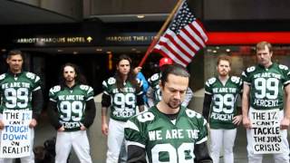 NFL Draft day 2012 New York 99ers take on Mitt Romney & Jets owner in NYC