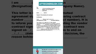 Contract Termination Letter to Vendor Contract Termination Letter to Vendor