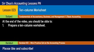 Lesson 023 - Ten-column Worksheet