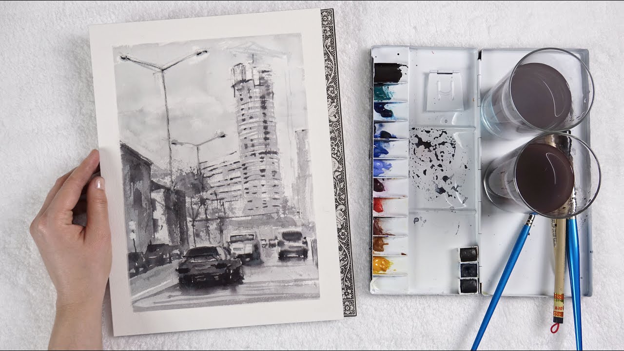 Monochromatic Watercolor Painting Tutorial Painting with only One