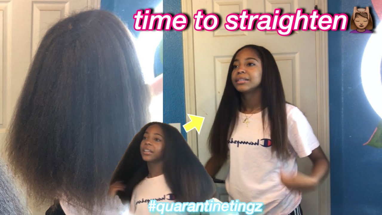 straightening my hair for the first time in 7 months 💆🏽‍♀️ - YouTube