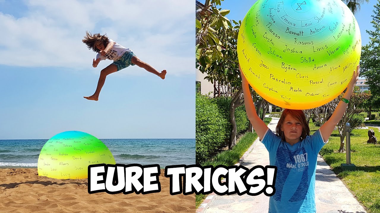 Wir machen EURE TRICKS auf dem RIESEN REGENBOGEN BALL!