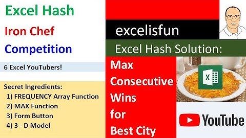 Max Consecutive Wins for Best City: Array Formula, Lookup 3-D Model - Excel Hash Competition