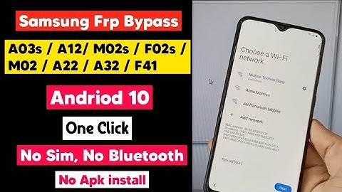 Samsung A03s / A12/ M02s / F02s / M02 / A22 / A32 / F41 Frp Bypass Andriod 10 | One Click Trick 2022