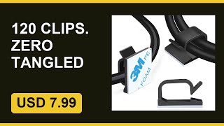 Cable Organizer Clips 120 Pack Black Wire Management Solution