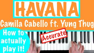 How to play HAVANA - Camila Cabello ft. Young Thug SLOW Piano Tutorial chords