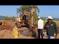 Heavy Excavator Pipe Installation WorkHyundai Excavator  Pipeline WorkBig Pipe Fitting Using 