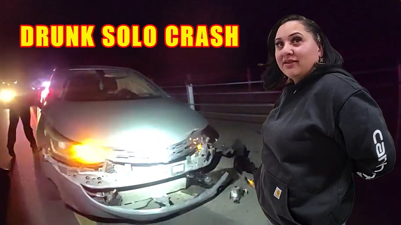 Drunk Woman Totals Her Car on Superbowl Sunday - YouTube