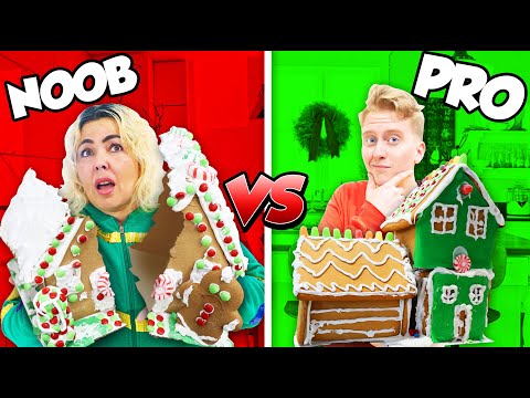 NOOB VS PRO GINGERBREAD HOUSE