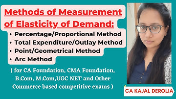Methods of Measurement of Elasticity of Demand | Percentage Method | Arc Method | CA Kajal Derolia |