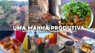 UMA MANHÃ PRODUTIVA: Andamento do muro/almoço na lenha/cuidados com o lar