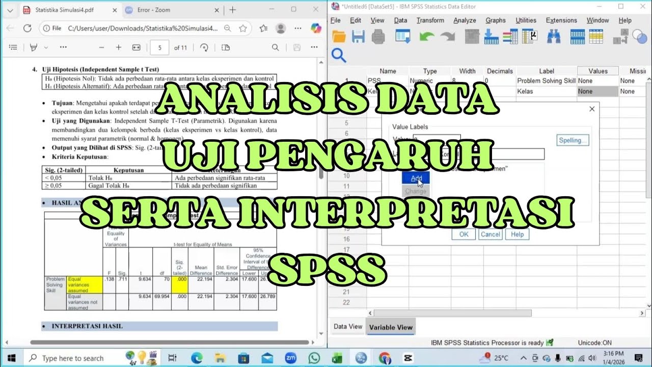 Analisis Data Uji Pengaruh Disertai Interpretasi Menggunakan SPSS