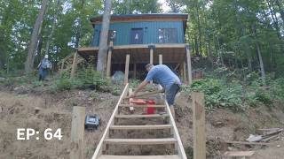 LAST SET OF STEPS COMPLETE AT THE LAKE CABIN | MORE TONGUE AND GROOVE