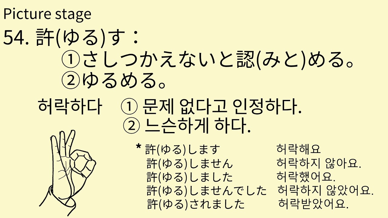 J#55 54.許(ゆる)す 그림으로 배우는 일본어