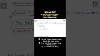 Allowances to Transport Employees AY 2025-26 | Income from Salary | Income Tax | TaxXplain #Shorts