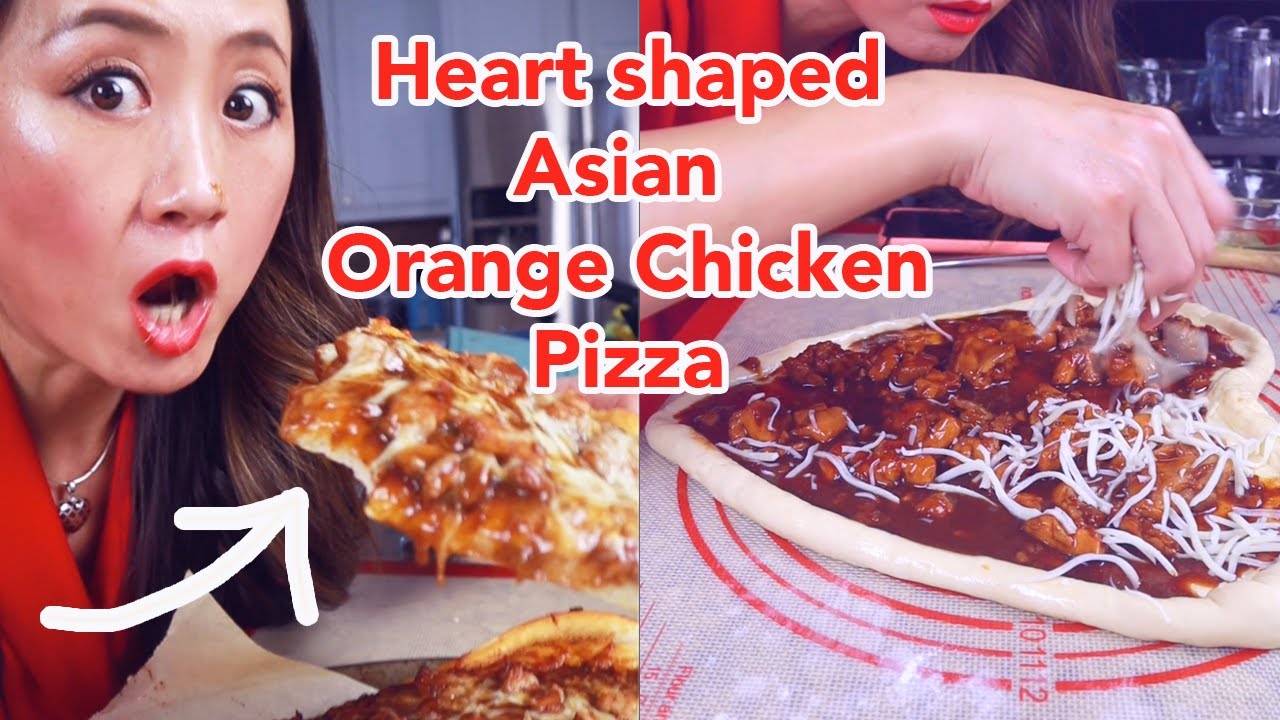 Heart shaped Asian Orange Chicken Pizza YouTube