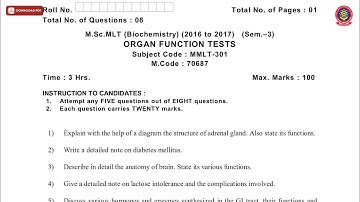 MSCMLT 3RD SEM BIOCHEMISTRY ORGAN FUNCTION TESTS NOV 2019 | PTU