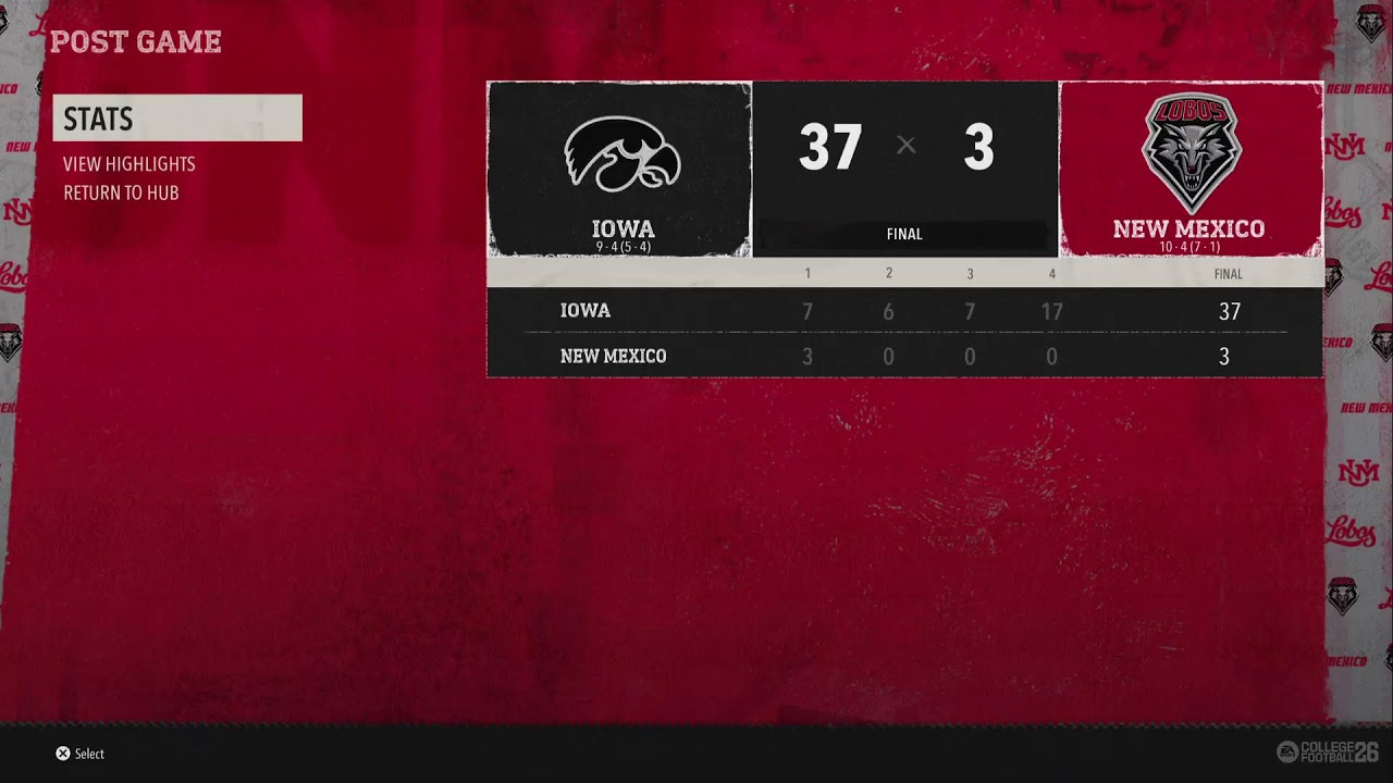 EA College Football 26 Dynasty 2030 Idaho Potato Bowl New Mexico vs Iowa