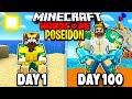 I Survived 100 Days as POSEIDON in Minecraft.. Here&#39;s What Happened..